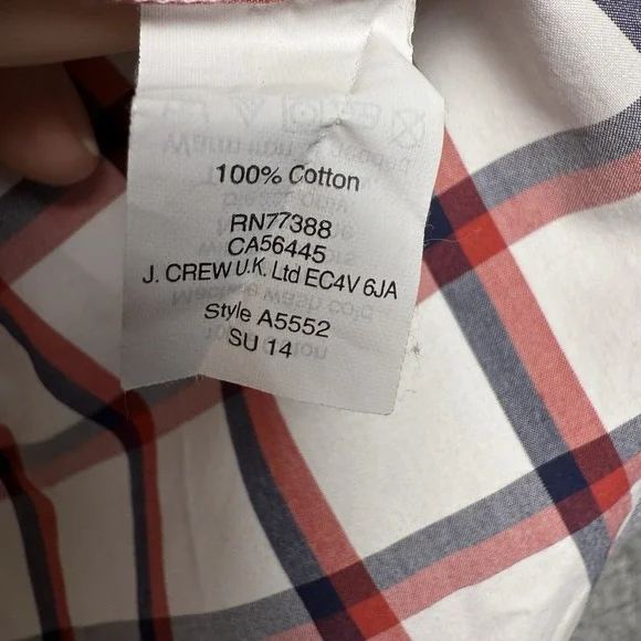 J. Crew Mens Shirt Red White Blue Button Down Long Sleeve Slim Fit Check MEDIUM - Picture 3 of 4